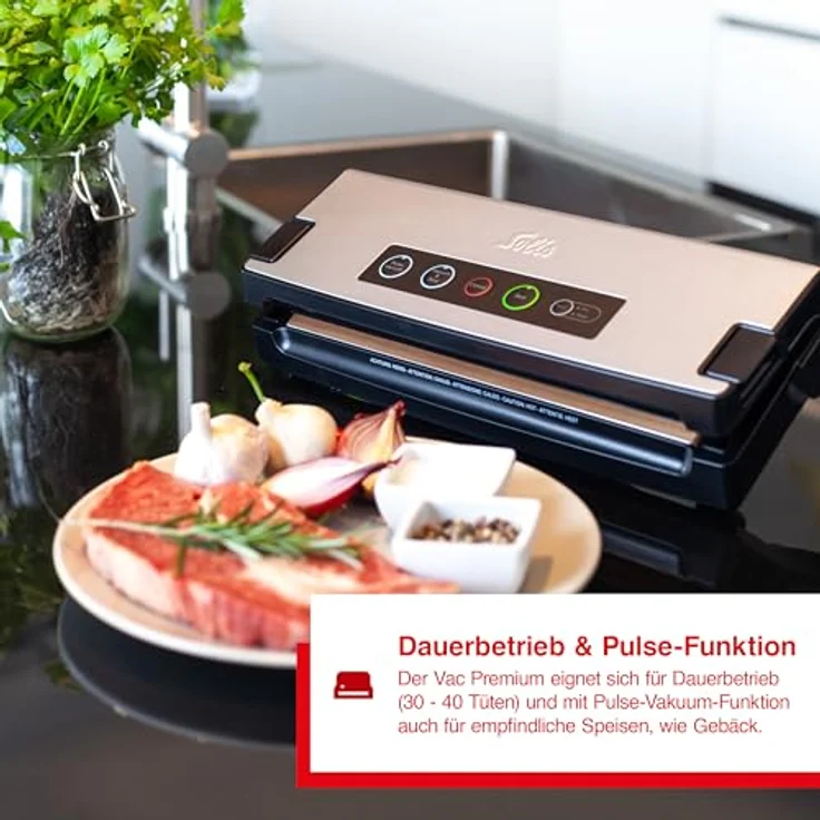 Solis Vakuumiergerät, Für trockene, feuchte und empfindliche Lebensmittel, Pulse-Funktion, Vac Premium – Bild 4