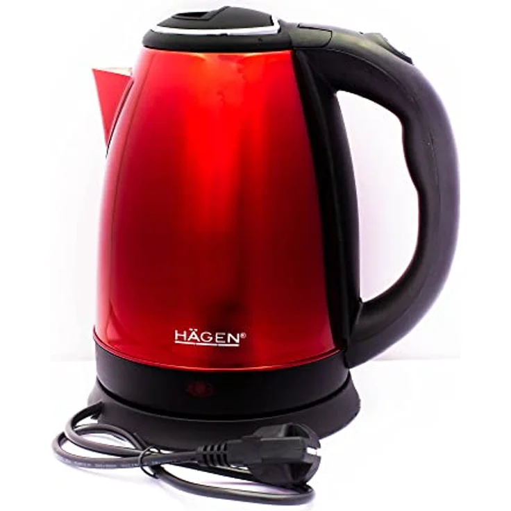 Hagen - Edelstahl -Elektrischer- Kabelloser Wasserkocher -1.8L HAGEN HA5525-RED-Rot – Bild 3