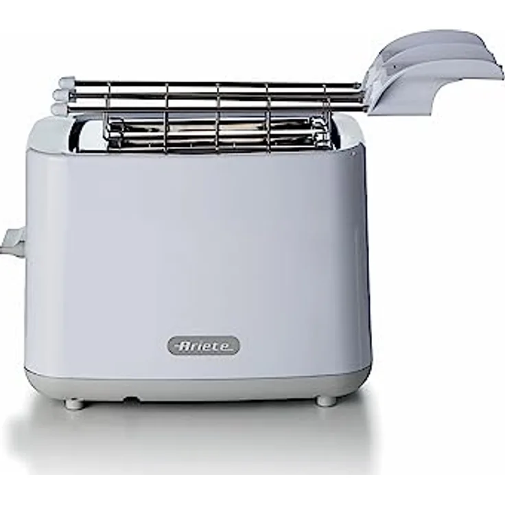 Ariete Breakfast 147 Toaster, Toaster mit 7 Bräunungsstufen, Automatischem Auswurf, Herausnehmbarem Krümelfach, Stopptaste, Inklusive Edelstahlzange, 760W, Weiß