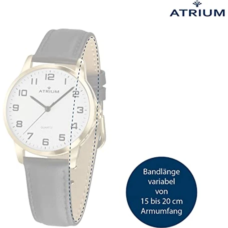 Atrium Damen-Armbanduhr sehr deutlich goldfarben Quarz 3 Bar Lederband A37-20 – Bild 2