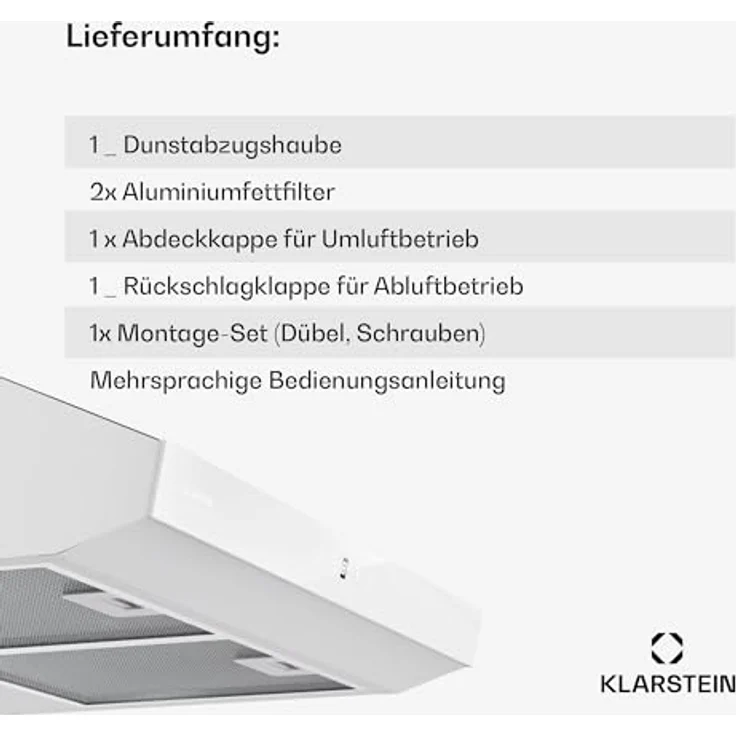 Klarstein Contempo Neo Unterbauhaube, Edelstahl/Acrylglasfront, 175 m³/h Abluftleistung, SenseControl Touch-Steuerung, LED-Beleuchtung – Bild 7