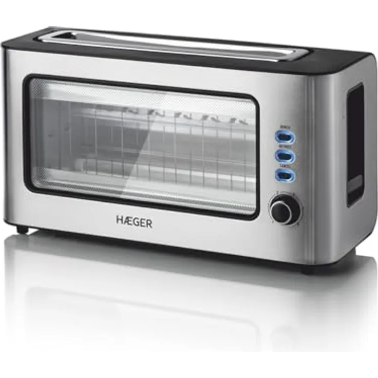 HAEGER Fenster-Toaster – 1 extra breite Öffnung, 1000 W, 6 Temperaturen, Edelstahl