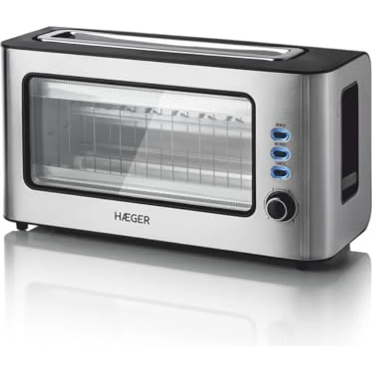 HAEGER Fenster-Toaster – 1 extra breite Öffnung, 1000 W, 6 Temperaturen, Edelstahl – Bild 1