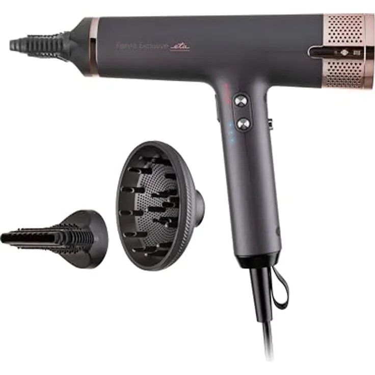 ETA Haartrockner Fenité Exclusive, 1.600 W mit 4 Geschwindigkeiten, 3 Temperatureinstellungen, Kaltluftfunktion, Diffusor, Ionisation, digitaler bürstenloser Motor, silencer technologie