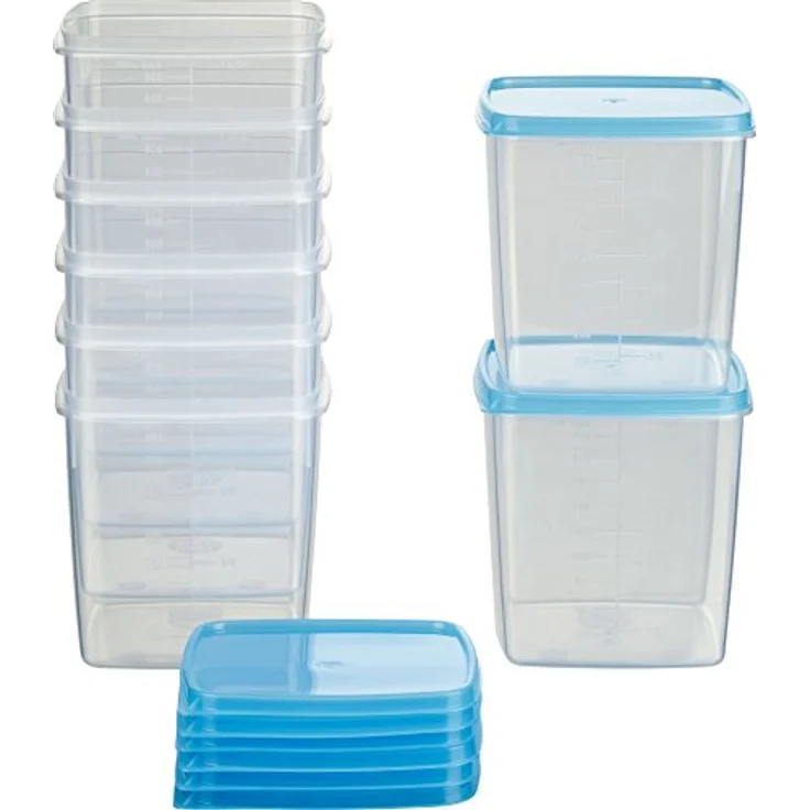 MiraHome Gefrierdosen Set 8x0,75L, Durchsichtige luftdicht verschließbare Vorratsdosen in Blau – Ideal zur Lebensmittelaufbewahrung und Organisation – Temperaturbeständig und stapelbar – Bild 1