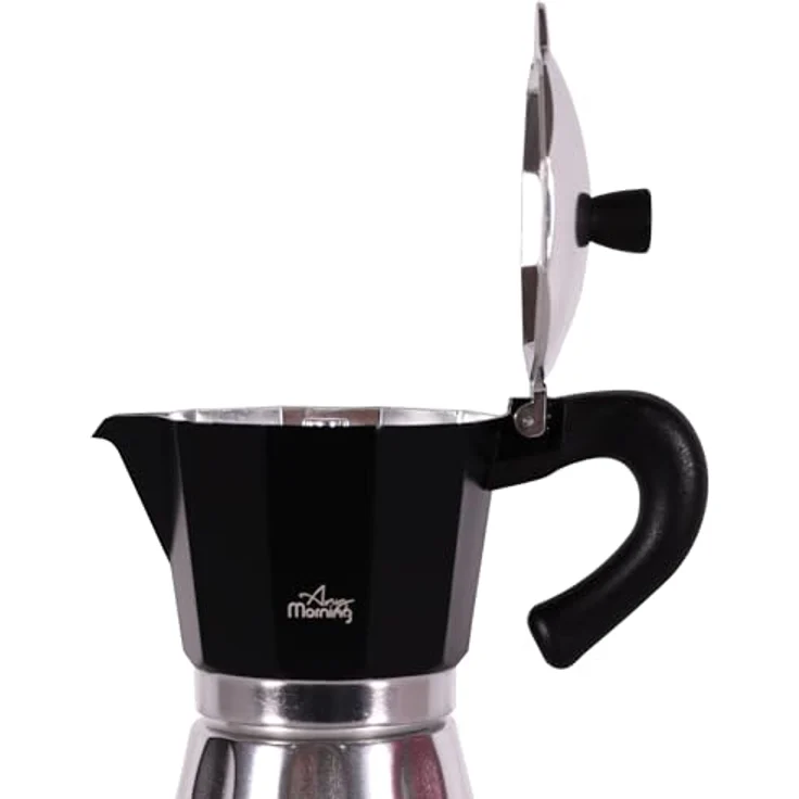 ANY MORNING Mokkamaschine Any Morning Herdkanne Espresso Aluminium Moka Kanne, Schwarz 240 ml – Bild 2