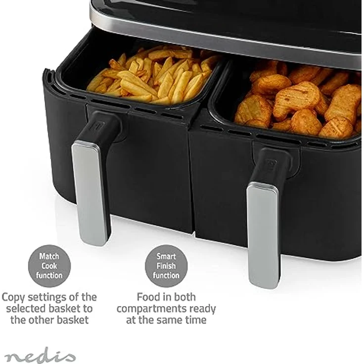Nedis Heißluft Friteuse - 2x4.2 l - Timer: 60 min - Anzahl voreingestellter Programme: 10 - Digital – Bild 5