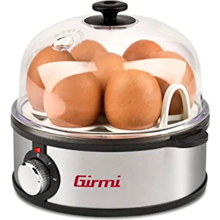 Girmi CU25 Eierkocher, Dampfgarer, 7 Eier, 360 Watt, Edelstahlkörper