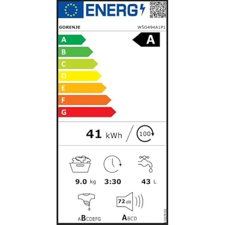 Gorenje W5G494A1P1 Waschmaschine 9kg, 1400 U/min, SteamTech, EasyDosing, ConnectLife Wifi, freistehend, weiß – Bild 14