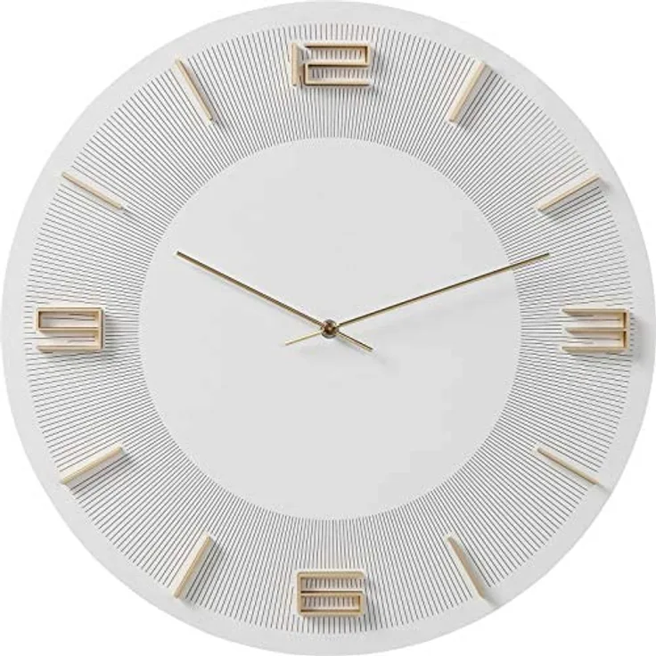 Kare 52052 Design Wanduhr Leonardo Weiß/Gold, 48,5x48,5x4,5cm