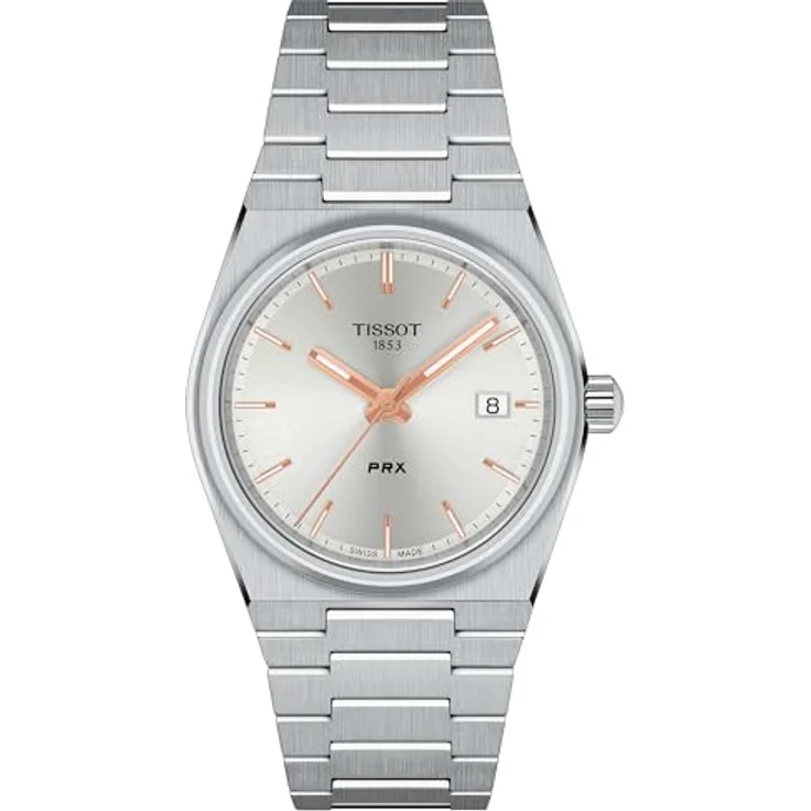 Tissot PRX, Damen-Edelstahl-Armbanduhr mit silbernem Zifferblatt, Quarzwerk, 35 mm Gehäuse, 100 m wasserdicht – Bild 1