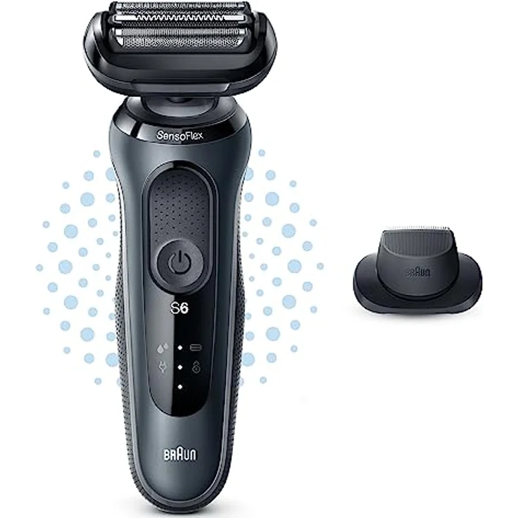 Braun Series 6 Rasierer Herren mit EasyClick Aufsatz, Elektrorasierer & Präzisionstrimmer, SensoFlex, Wet & Dry, wiederaufladbar & kabellos, Geschenk Mann, 61-N1200s, grau – Bild 2