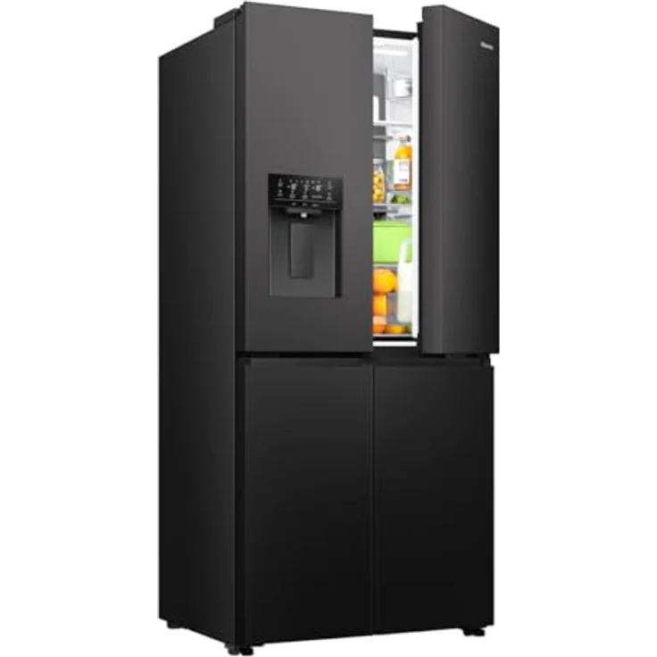 Hisense RQ5P470SYFD, French Door Kühl-Gefrier-Kombination mit 304 l Kühl- und 179 l Gefriervolumen, Schwarz, No Frost-Funktion, Schnellgefrier-Modus und LED-Innenbeleuchtung – Bild 10