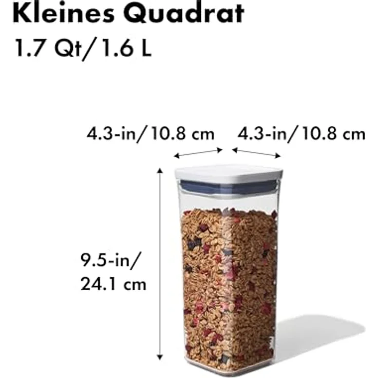 OXO Good Grips POP-Behälter ? luftdichte, stapelbare Aufbewahrung von Lebensmitteln ? 1,6 L für Müsli und mehr – Bild 2