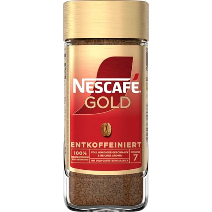 Nescafé Gold Entkoffeiniert, löslicher Kaffee, 6er Pack, 6x100g Glas – Bild 3