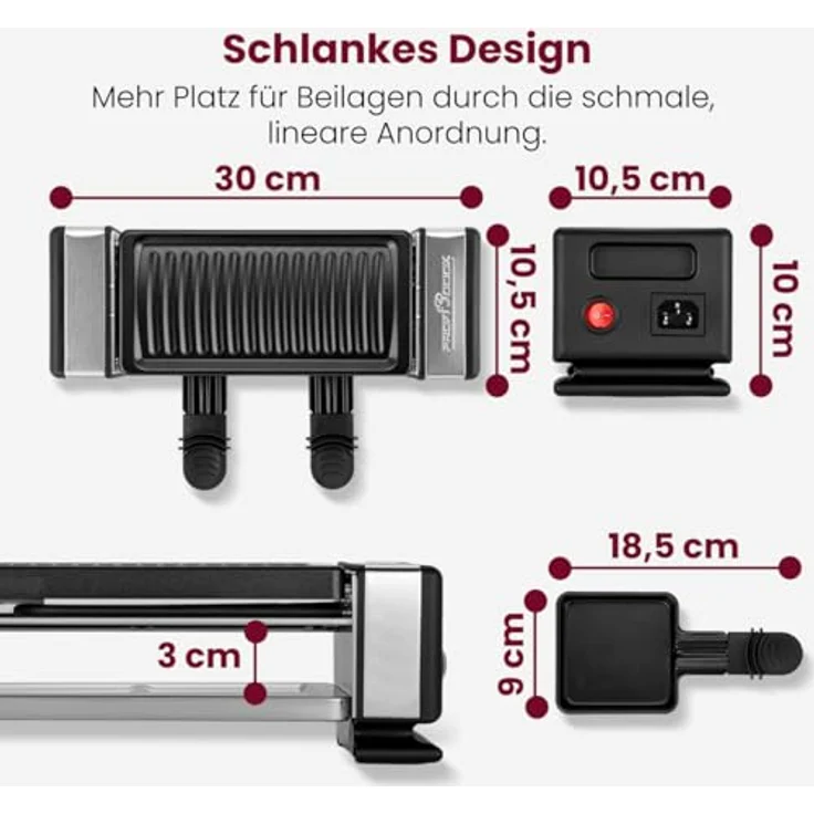 ProfiCook Raclette PC-RG 1324, erweiterbarer Raclette-Grill für 2-8 Personen, antihaftbeschichtet, 700 Watt – Bild 7