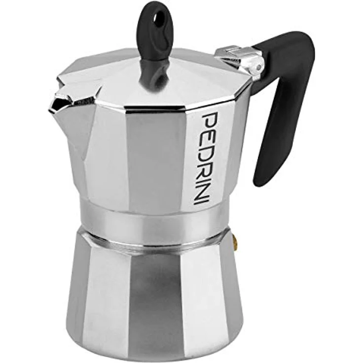 Pedrini Espressokocher Aluminium poliert mit schwarzem Griff für 3 Tassen – Bild 2