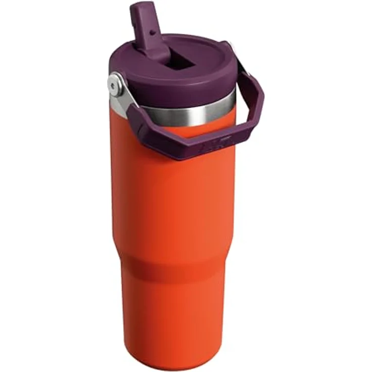 STANLEY Iceflow Flip Straw Tumbler, 0,89 L, Tigerlily, doppelwandige Vakuumisolierung, auslaufsicher, spülmaschinenfest – Bild 8