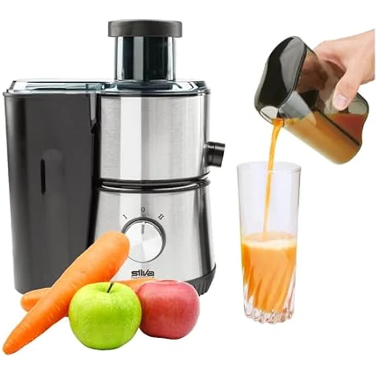Silva Schneider AE 2340 Entsafter für Obst und Gemüse, aus Edelstahl, 400 Watt, leichte Reinigung, 350 ml Saftbehälter – Bild 2