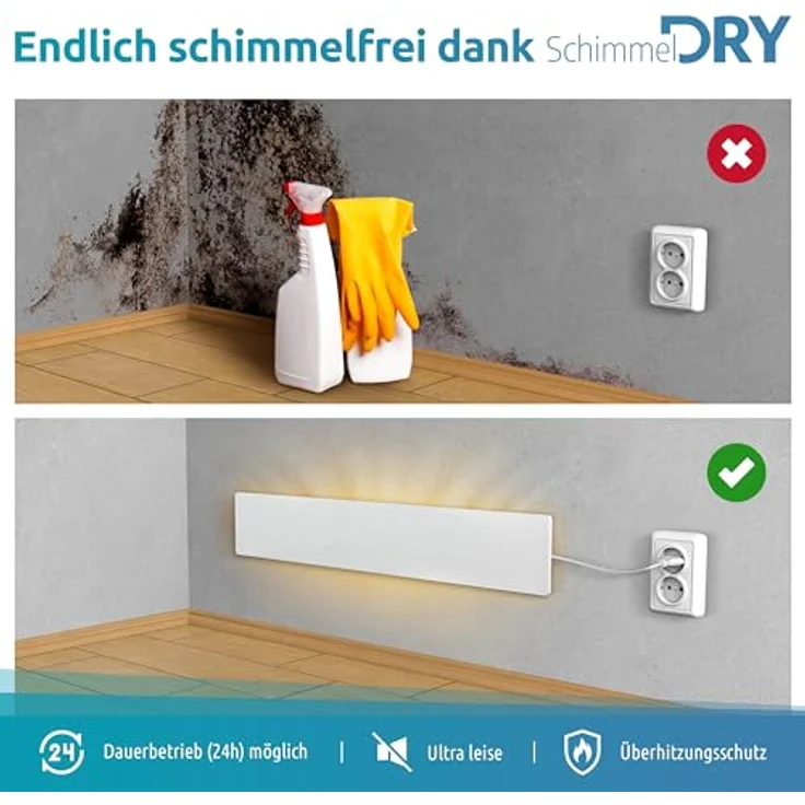 Technaxx Heizkörper Schimmel Dry Set M1+M2, Weiss, Infrarot-Heizer mit Überhitzungsschutz – Bild 4