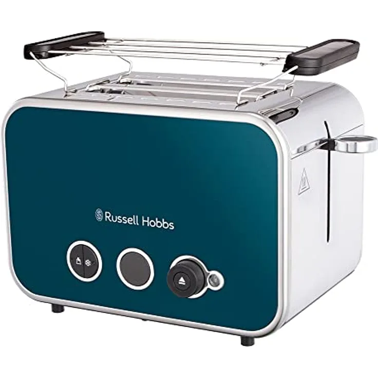 Russell Hobbs Toaster [für 2 Scheiben] Distinctions Edelstahl Ocean Blue (extra breite Toastschlitze,inkl.Brötchenaufsatz,6 Bräunungsstufen+Auftau-&Aufwärmfunktion, Lift&Look-Funktion, 1600W)26431-56