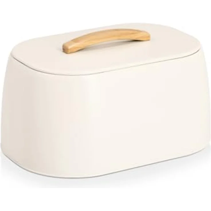 Zeller Present Brotkasten Metall Gummibaum, beige, 33.5x23.5x18.3 cm, luftdurchlässige Brotaufbewahrung – Bild 2