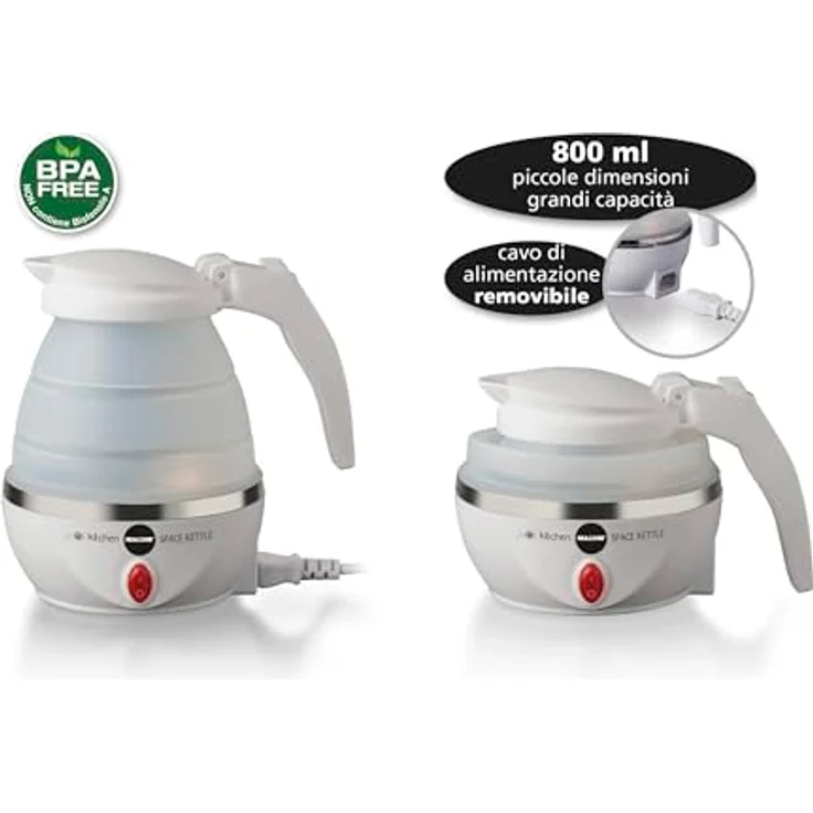 Macom 862 Space Kettle Elektrischer Wasserkocher, kompakt, platzsparend, für unterwegs, Weiß – Bild 6