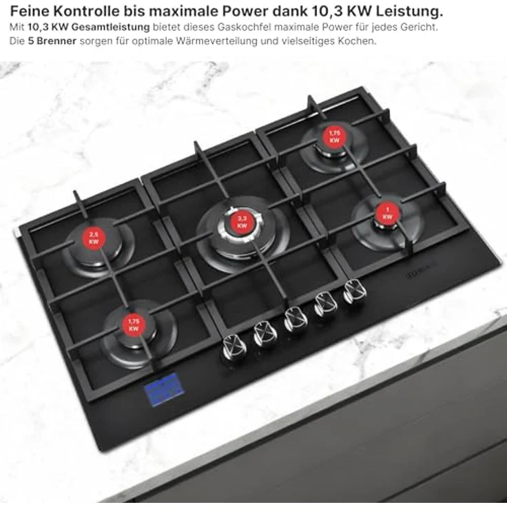 KB Elements Induktions-Kochfeld ELK105, 5 Zonen, Warmhaltefunktion, Flexzone, Timer, Kindersicherung, schwarzes Mikrokristall-Keramikglas, 9400 Watt – Bild 3