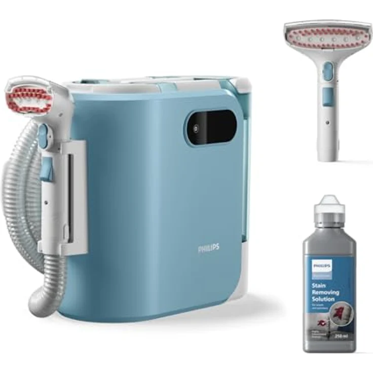 Philips Wasch-Sauger XW3193/11 3000 Series mit 2 Bürsten unterschiedlicher Größe, 400 W, beutellos, reinigt zahlreiche weiche Oberflächen, kompakt, Blau / Seidenweiß – Bild 2