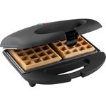 Bestron Brüsseler Waffeleisen im Retro Design, Waffelmaker für 2 belgische Waffeln, mit Antihaftbeschichtung & Backampel, 700 W, Farbe: Matt Schwarz