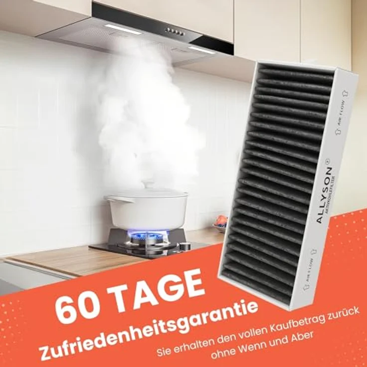 Allyson® Aktivkohlefilter 4er Set, passend für Neff Siemens Bosch Dunstabzugshauben, hohe Effizienz und einfache Montage (192x75x35 mm) – Bild 5