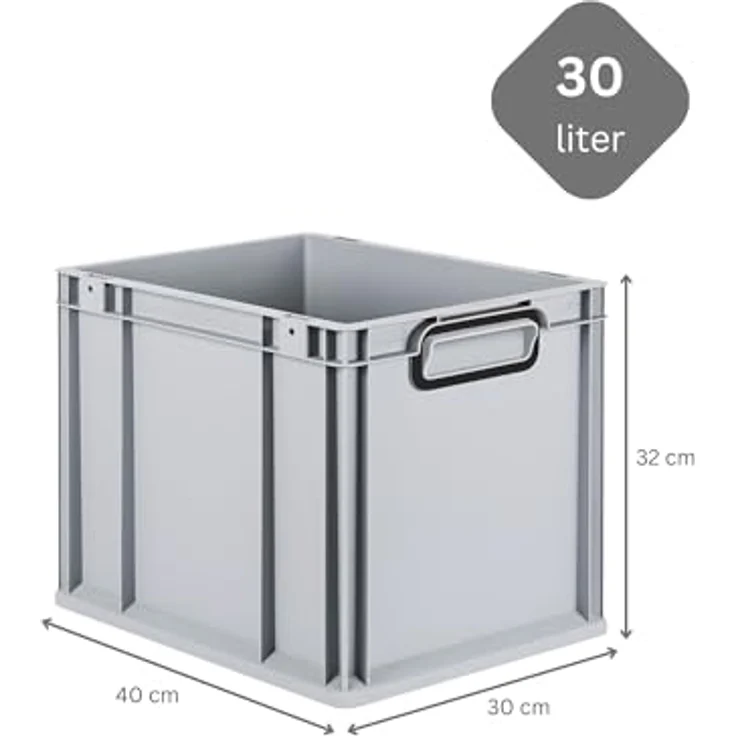 PROREGAL Eurobox NextGen Color SparSet, 10x Transportbox mit Auflagedeckel, 30L, HxBxT 32x30x40cm, grau, lebensmittelecht, robuste Schiebeschnappverschlüsse – Bild 3