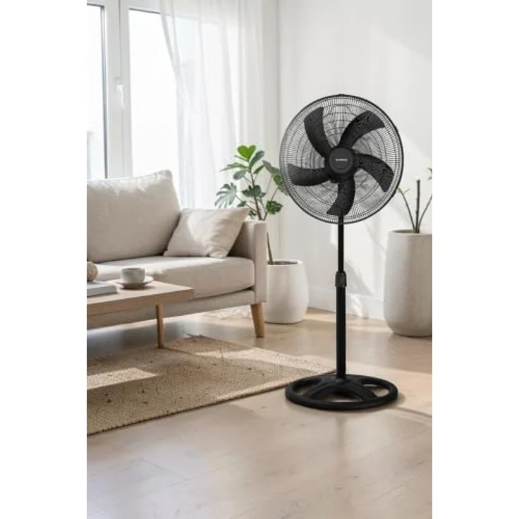 KUMTEL Standventilator 50 cm, 60 W, höhenverstellbar, 3 Geschwindigkeitsstufen, 70° Oszillation, schwarz – Bild 5