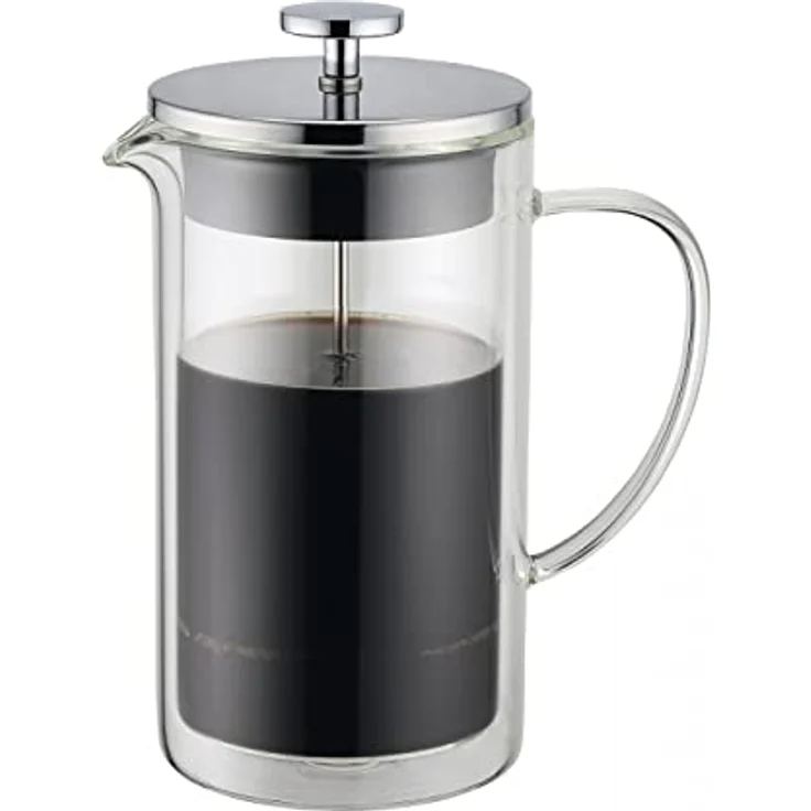Weis Pressfilterkanne Glas doppelwandig, 0,75 L, hitzebeständiges Borosilikatglas, elegantes Design mit Schwebeeffekt, für 3-4 Tassen – Bild 1