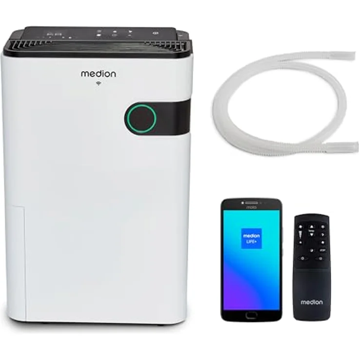 MEDION Luftentfeuchter mit App- und Sprachsteuerung (5L Wassertank, bis zu 40m², Entfeuchtungsleistung 24L/Tag, 280W max. Leistung, 2 Geschwindigkeitsstufen, Touch-Bedienung, MD 12044) – Bild 1