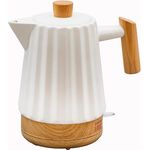 Kvota Keramik Wasserkocher ALLEGRO 1,7 L weiß – mit Holzgriff, 360°-Sockel, LED, BPA-frei, 1500 W, Retro Design