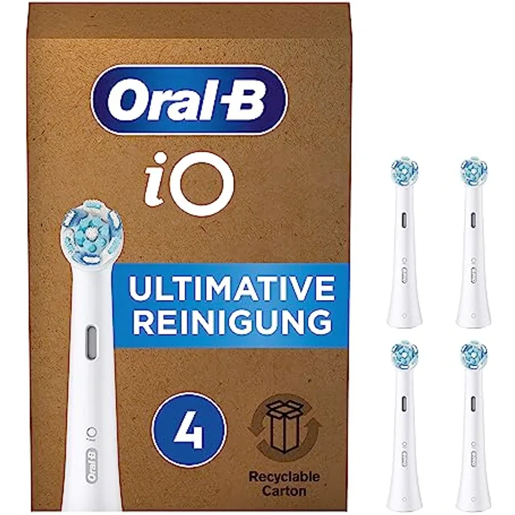 Oral-B iO Ultimative Reinigung Aufsteckbürsten für elektrische Zahnbürste, 4 Stück, ultimative Zahnreinigung mit iO Technologie, Zahnbürstenaufsatz für Oral-B Zahnbürsten, briefkastenfähige Verpackung