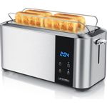 Arendo Toaster Langschlitz, 4 Scheiben, 1500 W, LED-Anzeige, Touchdisplay, silber/gebürsteter Edelstahl