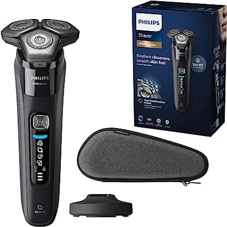 Philips Shaver Series 8000 – Elektrischer Nass- und Trockenrasierer für Herren mit ausklappbarem Trimmer, Ladestation & Reiseetui (Modell S8696/35) – Bild 1