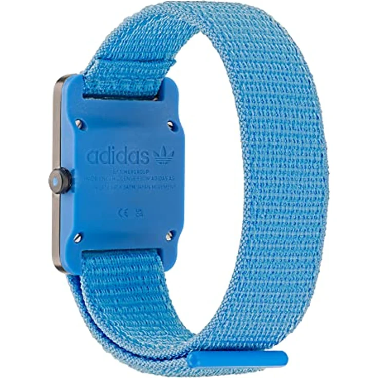Adidas Retro Pop One Unisex Armbanduhr, Edelstahl 31 mm, blaues Textilarmband, 3 bar Wasserdichtigkeit, schwarzes Zifferblatt, Modell ADSO 100 – Bild 3