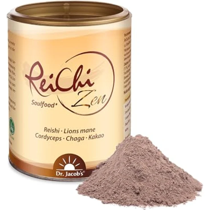 ReiChi Zen Dr.Jacob's Pulver, 150 g, veganer Pilzmix mit Reishi, Chaga, Cordyceps, Lions Mane, Guarana & Kakao ohne Zusatzstoffe & Zucker – Bild 6