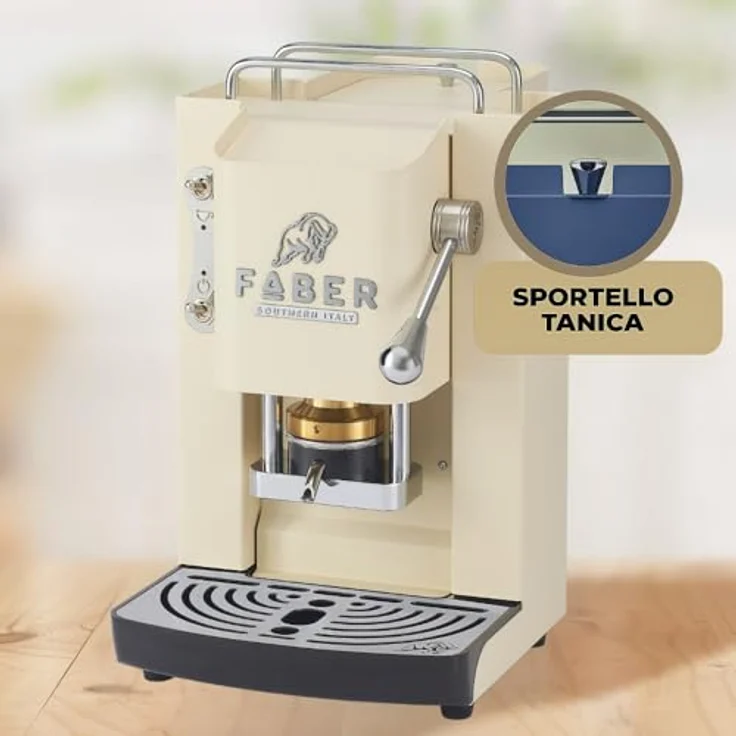 Faber Coffee Machines Kaffeepadmaschine Pro Deluxe 3.0, Chrom Espressomaschine, kompatibel mit 44 mm ESE-Pads, hygienischer Wassertank aus Glas, magnetisch abnehmbare Brühgruppe, moderne Chrom-Details mit 3D-Logo – Bild 6