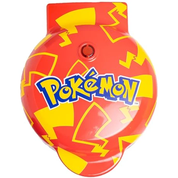 Mad Monkey Pokémon Mini-Waffeleisen Pikachu, offiziell lizenziert mit Thermostat für gleichmäßige Bräunung und Dual-Leuchte – Bild 1