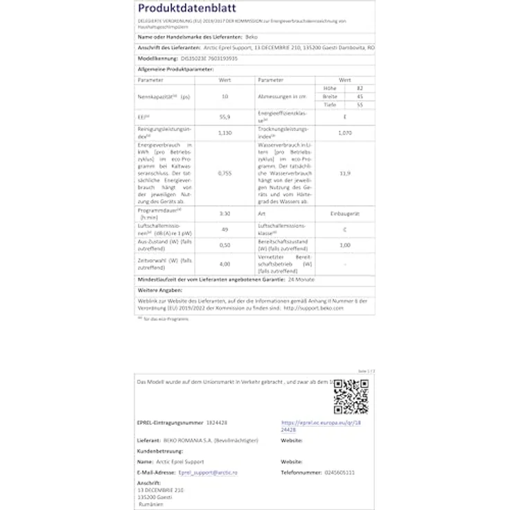 Beko DIS35023, Geschirrspüler, E, Geräuschemissionsklasse C, Geräuschemissionen 49 Dezibel – Bild 8