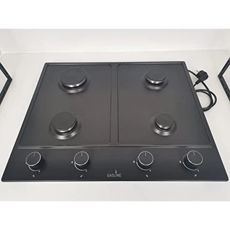 Gasline Einbau Gaskochfeld,4 flammig, Gasherd, GAG60INB Schwarz Matt, Sabaf-Brenner, Erdgas/Propangas, Elektrische 1-Handzündung, Thermoelektrische Zündsicherung – Bild 5