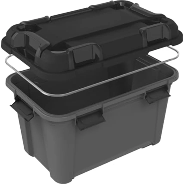 Kreher® Bunker Tough Lagerbox 18L mit Deckel und Silikondichtung, IP67 zertifiziert, aus robustem recyceltem Kunststoff, schwarz – Bild 5
