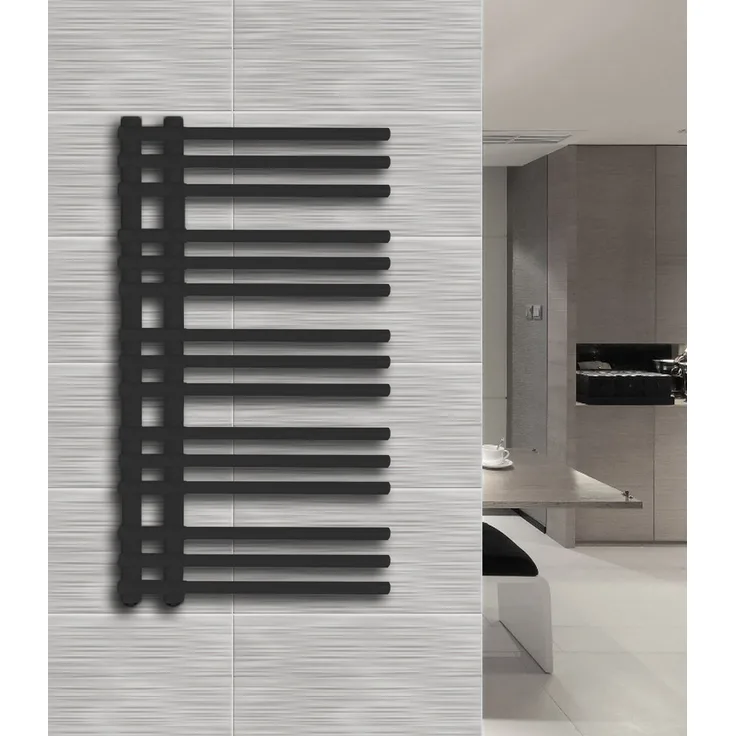 Glasdeals Badheizkörper CANVAS, 140 x 60 cm mit Mittelanschluss, matt grau, hohe Wärmeleistung 607 Watt