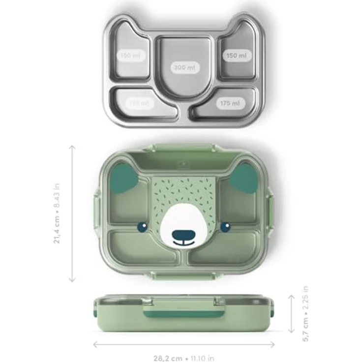 Monbento Wonder Kinder Lunchbox, 5 Fächer, BPA-frei, Grün, spülmaschinenfest – Bild 2