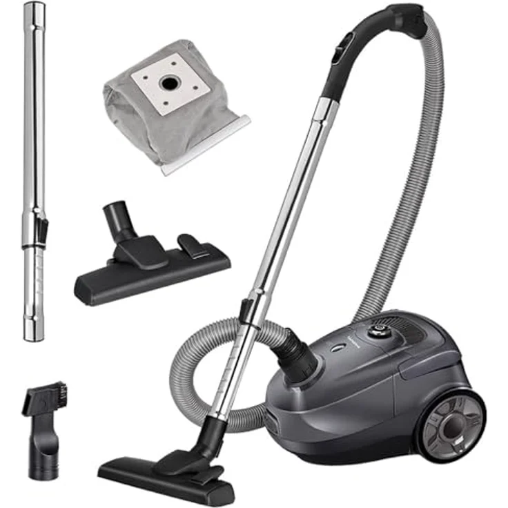 MPM MOD-52 Beutelstaubsauger, 850W mit HEPA Filter, 2L Staubbeutel, Metall Teleskoprohr, 7m Aktionsradius, Saugkraftregulierung – Bild 1