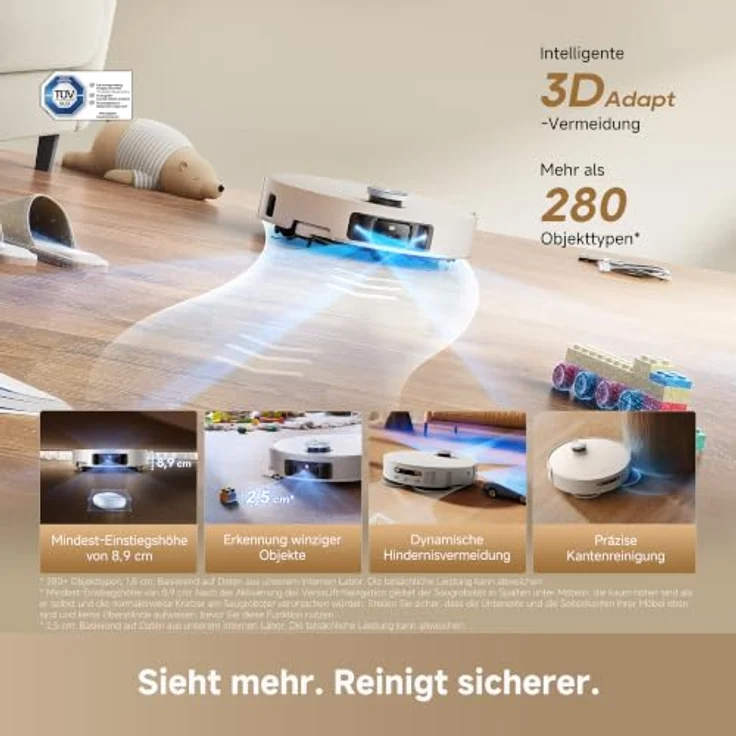 Dreame L60 ULTRA, Beutelloser Saugroboter mit Wischfunktion, Weiß, 35.000 Pa, 0,275 l Staubbehälter, 4,5 l Frischwassertank – Bild 5